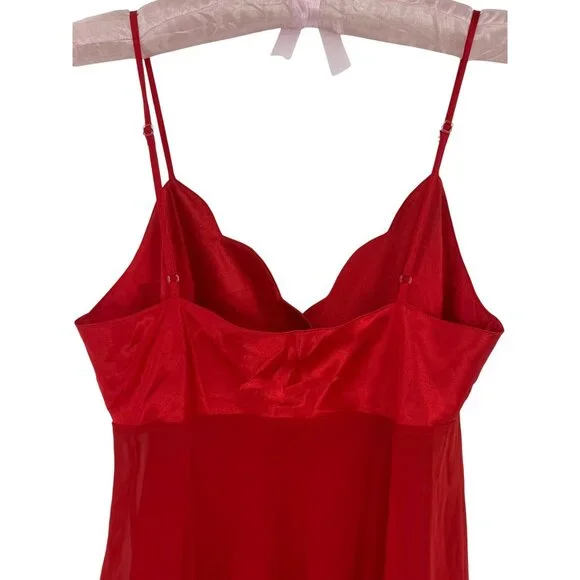 Vintage 1999 Victorias Secret Red Satin Sheer Babydoll Lingerie w/Bow Detail Y2K - Picture 4 of 16